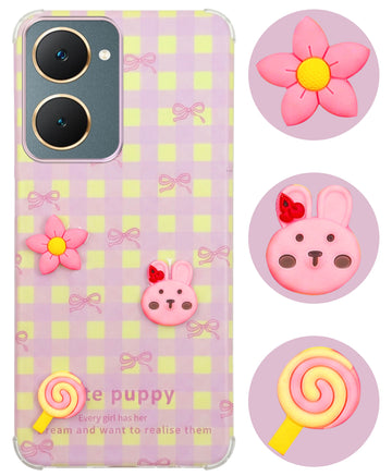 For Vivo Y18 | Y18e | Y03 | Y18i | Y18t Back Cover Case (3D Cute Cartoons | Hard Back Side Soft | Matte Premium Finish | HD Printing)