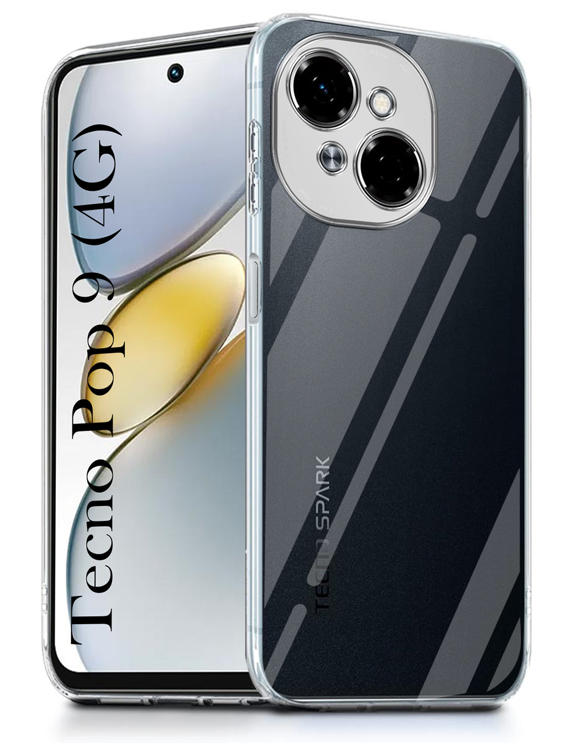 For Tecno Pop 9 4G Back Cover ( Silicone Clear Shockproof Case with Camera Protection | Soft and Flexible | Transparent)