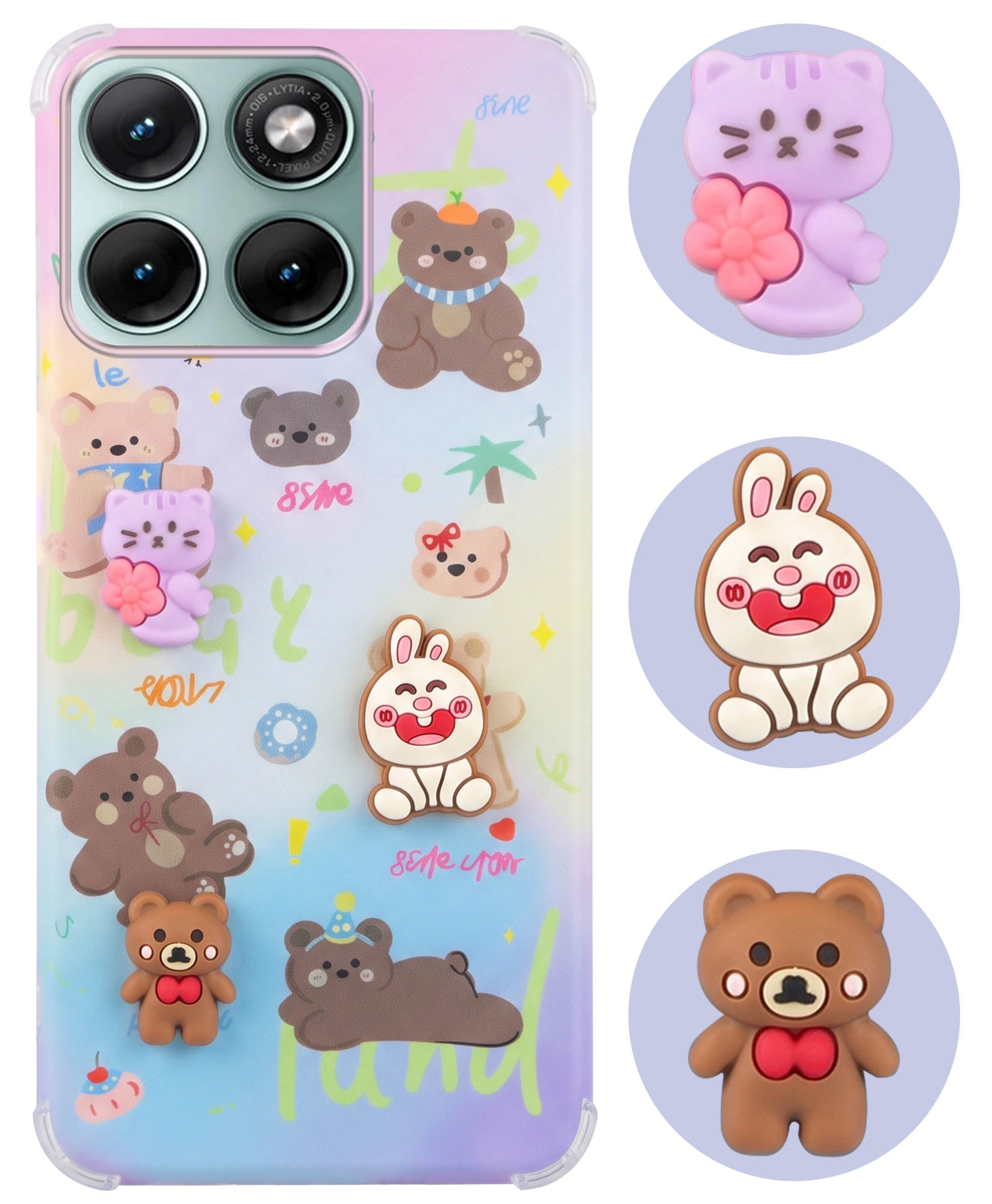 For Motorola Moto Edge 70 Fusion Back Cover Case (3D Cute Cartoons | Hard Back Side Soft | Matte Premium Finish | HD Printing)