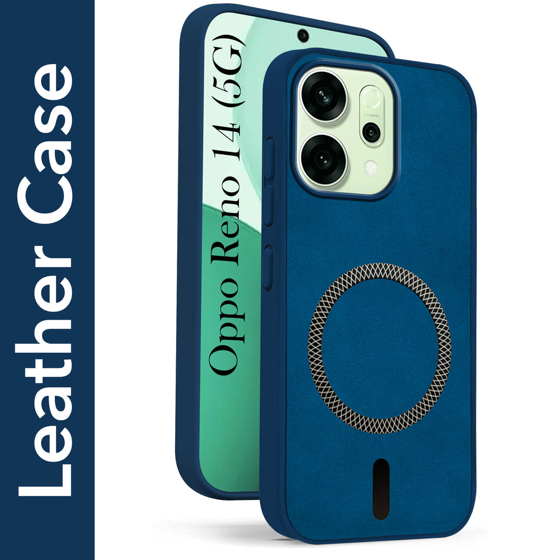 For Oppo Reno14 5G | Oppo Reno 14 5G Back Cover Case Leather Finish (MagSafe Compatible Wireless Charging | Soft Touch | Camera Bump Protection)