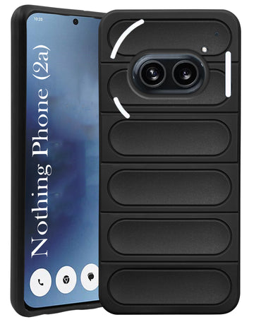 For Nothing Phone 2A 5G Back Cover Case (Matte Liquid Silicone | Professional Micro-Fiber Cloth Inside | Camera Protection Ring | Wave Black)