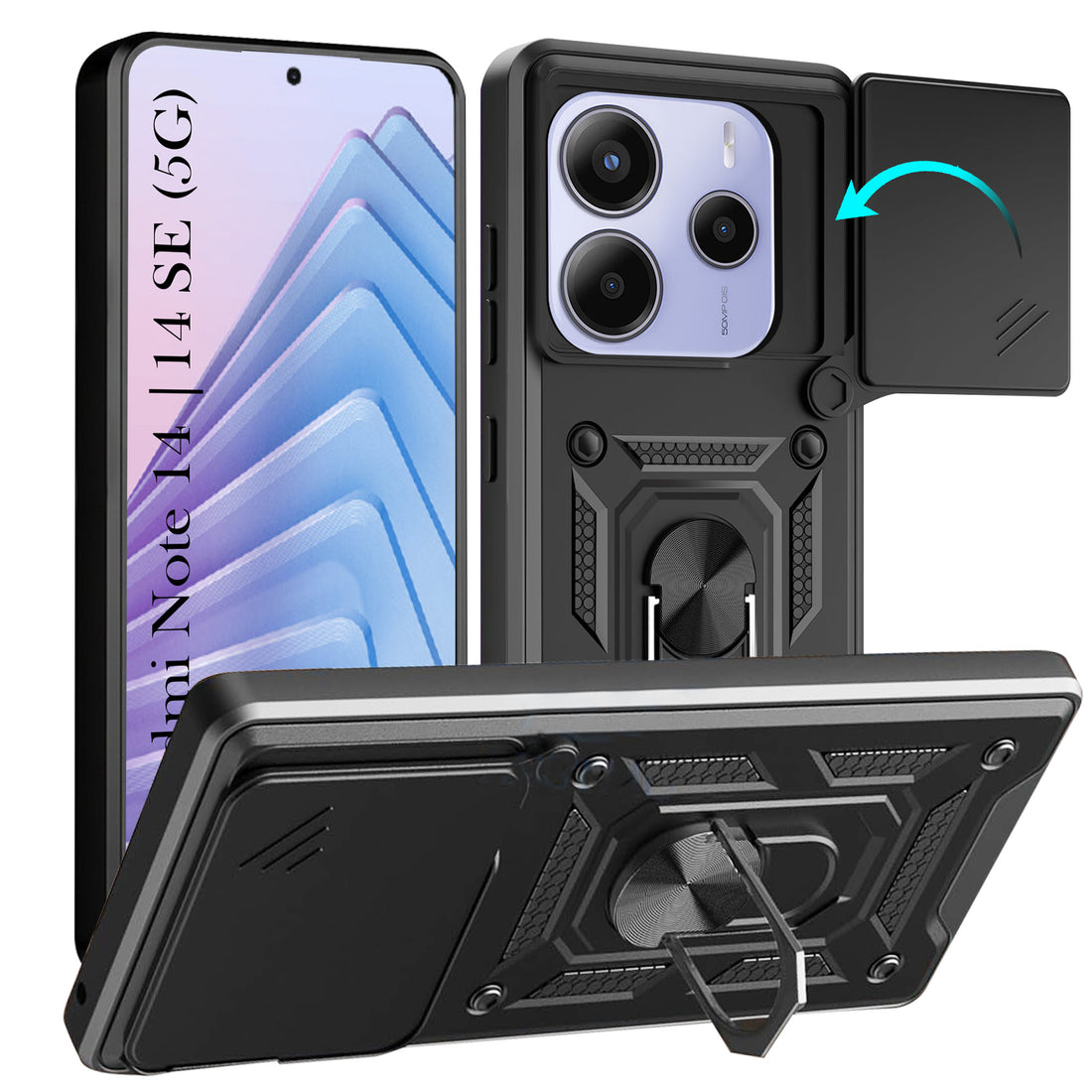 For Redmi Note 14 5G | Redmi Note 14 SE Back Cover Case (Hybrid Dual Armor Polycarbonate)