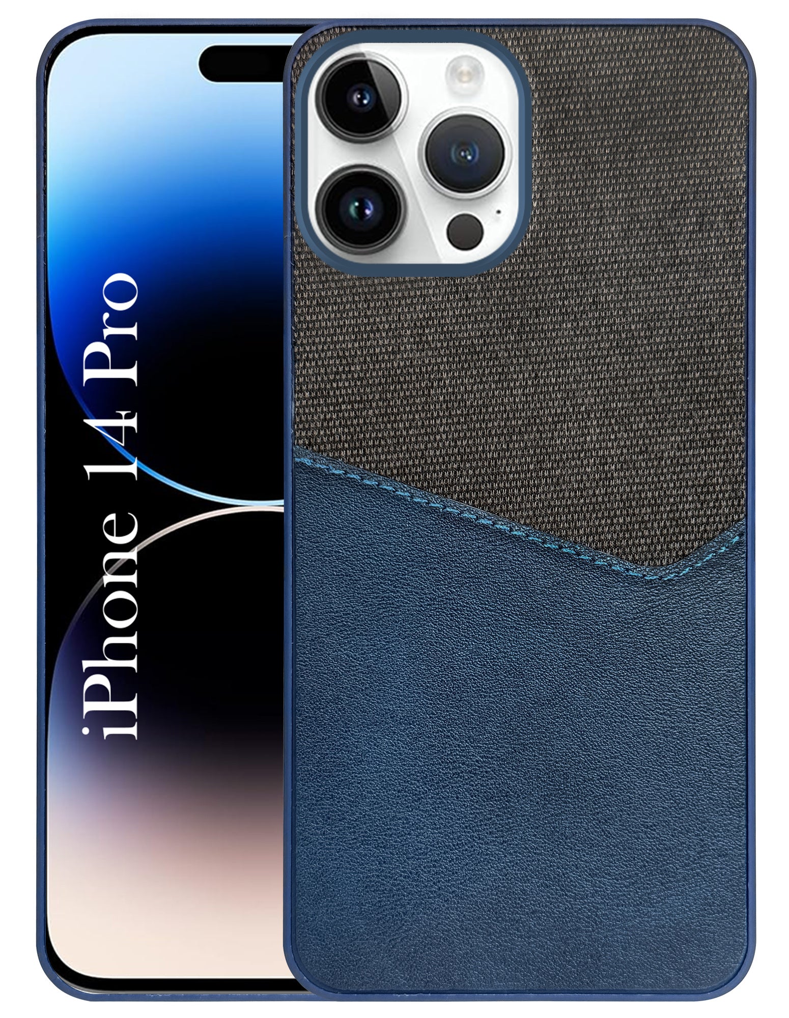 For Apple iPhone 14 Pro Back Cover Case (Dual PU Leather Stitch | Professional Minimalist | Soft and Flexible)