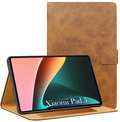 For Xiaomi Pad 5 11 Inch 21051182G/21051182C Flip Cover Folio Cover (PU Leather | Multi-Angle Smart Stand | Card Storage Slots | Silicone Back Pouch)