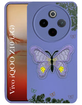 For Vivo iQOO Z10 Back Cover Case (Soft Butterfly Embroidery | Women Teen Girls | Camera Protection| Matte Silicone)