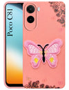For Poco C81 5G Back Cover Case (Soft Butterfly Embroidery | Women Teen Girls | Camera Protection| Matte Silicone)