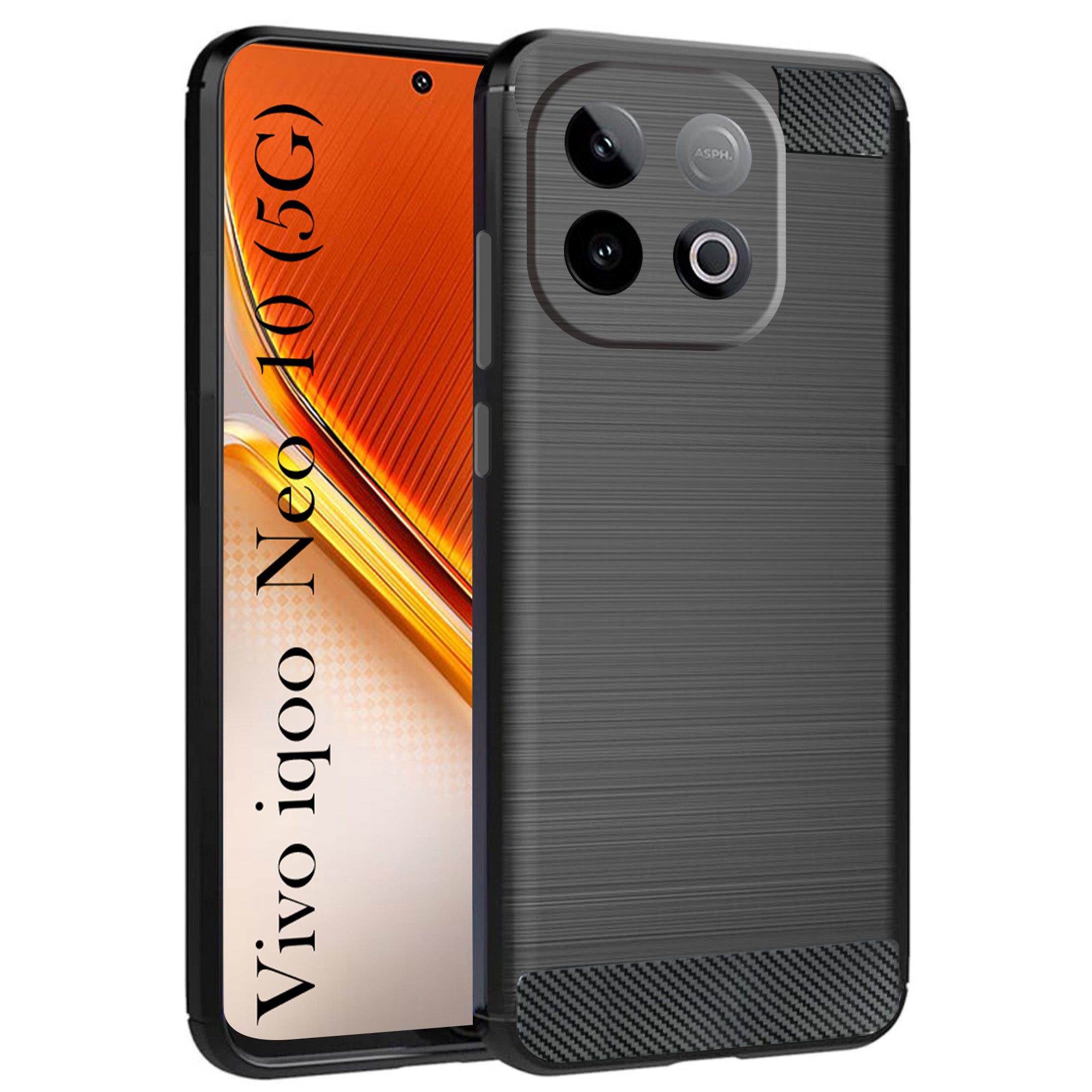 For Vivo iQOO Neo 10 Back Cover Case (Hybrid Armor Case | Carbon Fiber Shockproof | Soft and Flexible | Black )