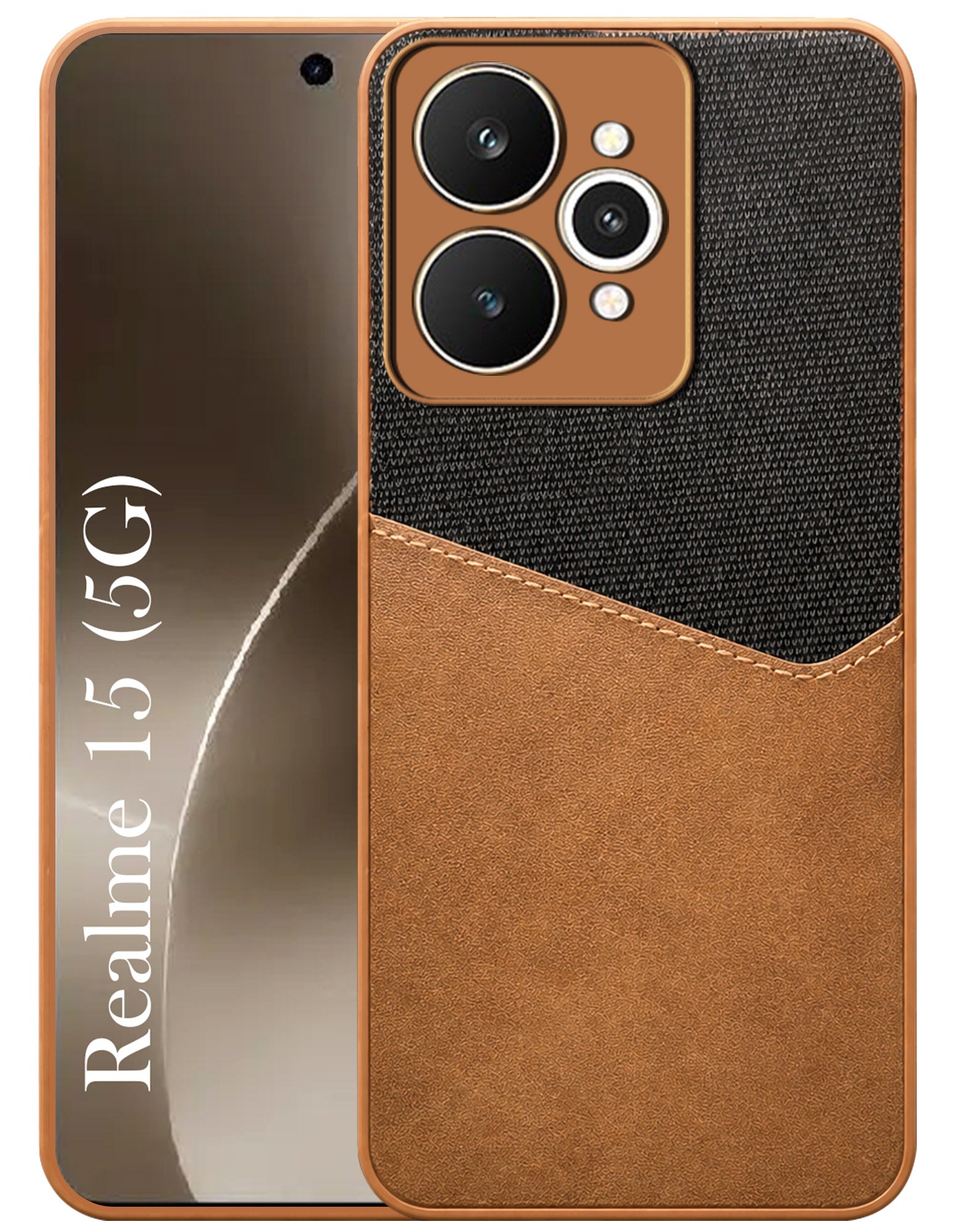 For Realme 15 Back Cover Case (Dual PU Leather Stitch | Professional Minimalist | Soft and Flexible)