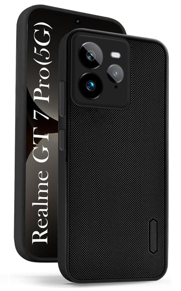 For Realme GT 7 Pro Back Cover Case ( Textured Grip Design | Camera Protetion | Slim and Light Weight | Soft Touch and Feel | Black )