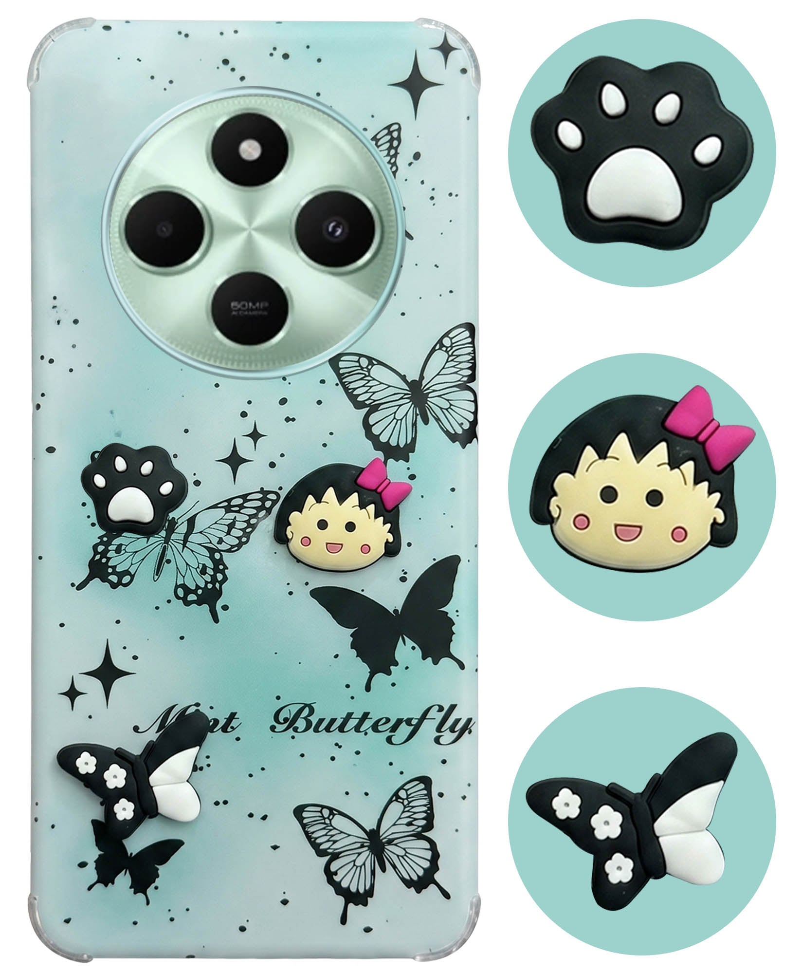 For Poco C75 | Poco M7 Back Cover Case (3D Cute Cartoons | Hard Back Side Soft | Matte Premium Finish | HD Printing)