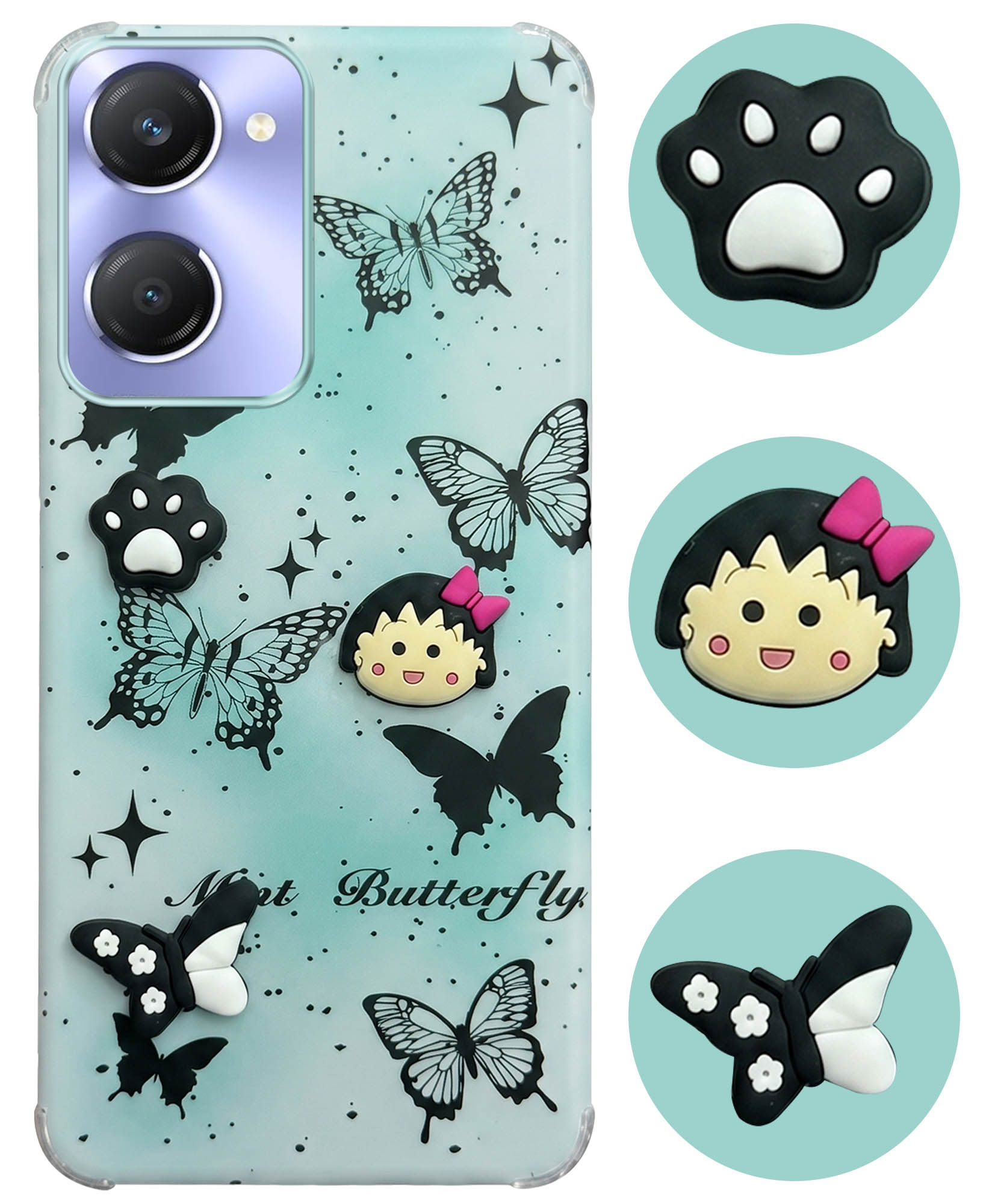 For Vivo Y28s 5G | Vivo T3 Lite 5G Back Cover Case (3D Cute Cartoons | Hard Back Side Soft | Matte Premium Finish | HD Printing)
