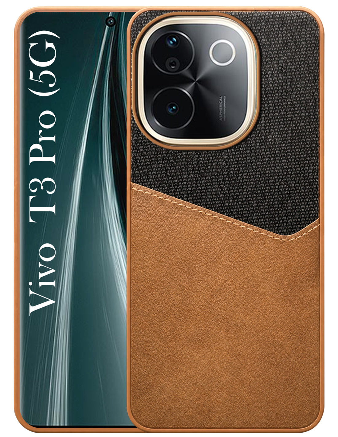 For Vivo T3 Pro Back Cover Case (Dual PU Leather Stitch | Professional Minimalist | Soft and Flexible)