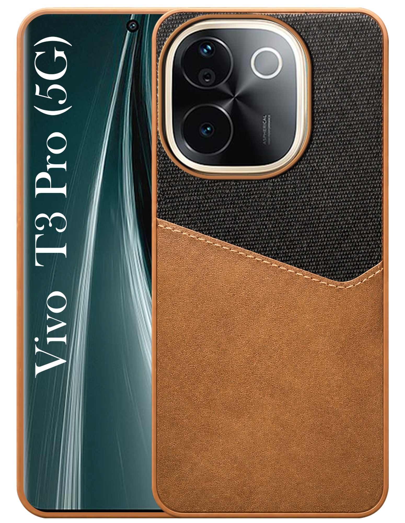 For Vivo T3 Pro Back Cover Case (Dual PU Leather Stitch | Professional Minimalist | Soft and Flexible)