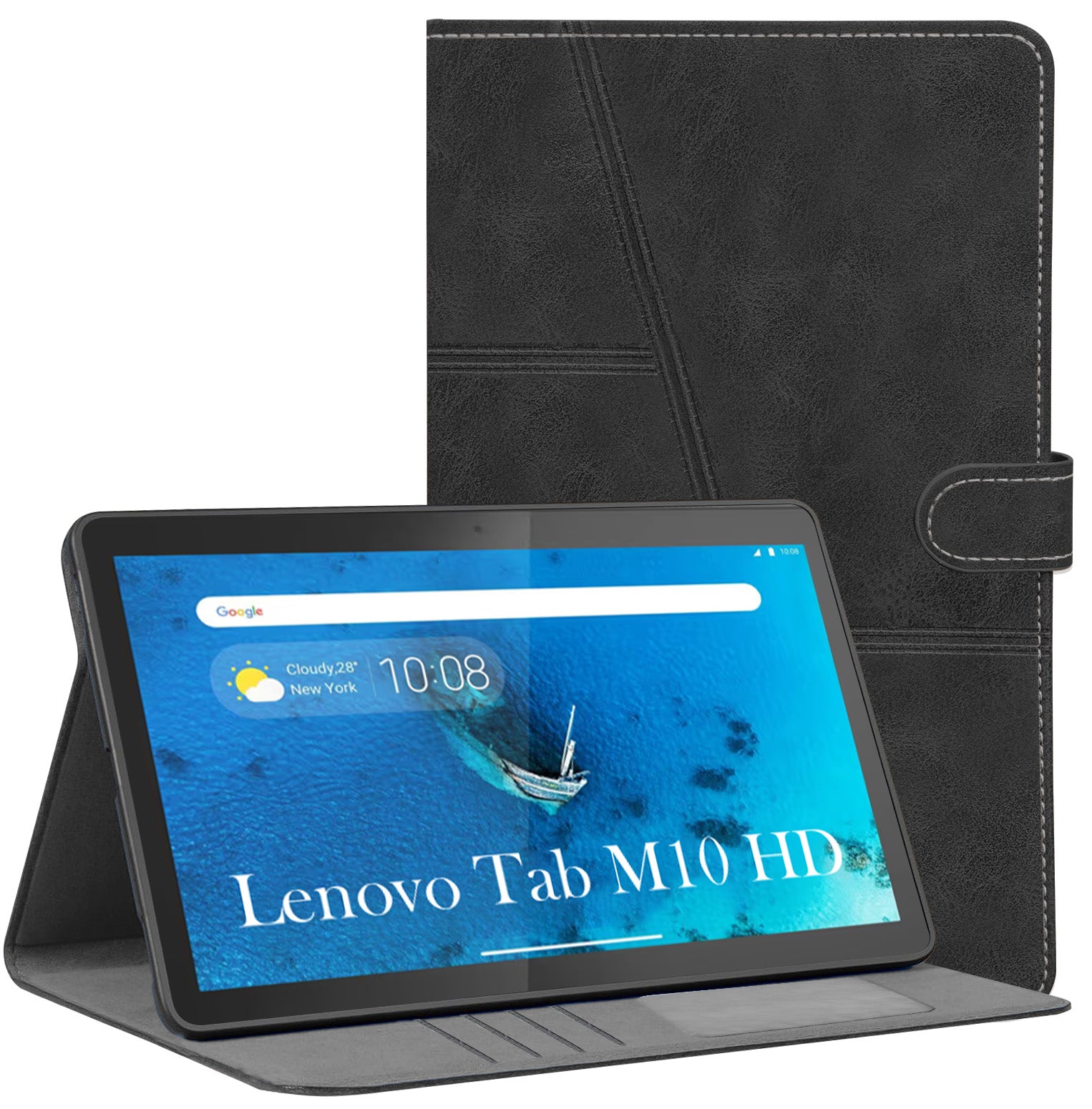 For Flip Cover Folio Case Lenovo Tab M10 HD (TB-X306X) 12 Inch (PU Leather | Multi-Angle Smart Stand | Card Storage Slots | Silicone Back Pouch)