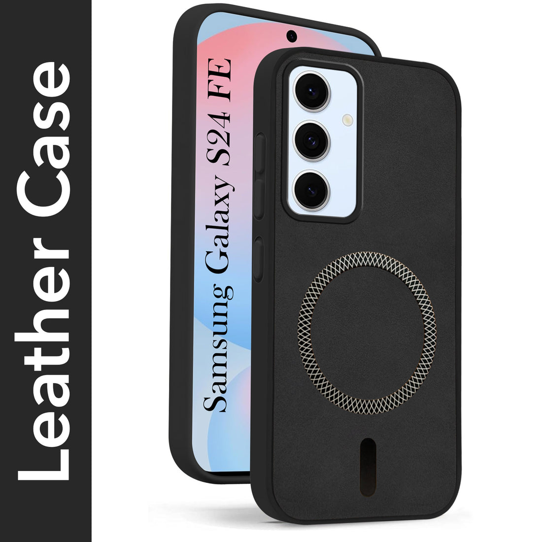 For Samsung Galaxy S24 FE Back Cover Case Leather Finish (MagSafe Compatible Wireless Charging | Soft Touch | Camera Bump Protection)