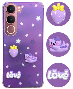 For Vivo Y31 5G Back Cover Case (3D Cute Cartoons | Hard Back Side Soft | Matte Premium Finish | HD Printing)