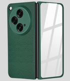For OnePlus Open Leather Back Case Cover with built in Tempered Glass (Full Camera Protection | Professional Look)