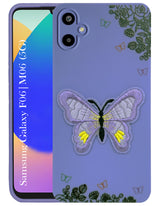 For Samsung Galaxy F06 | Samsung Galaxy M06 Back Cover Case (Soft Butterfly Embroidery | Women Teen Girls | Camera Protection| Matte Silicone)