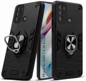 For Motorola Moto G40 Fusion | G60 Back Cover Case Hybrid Armor (Shockproof Dual Layer Polycarbonate |Ring Holder Kickstand)
