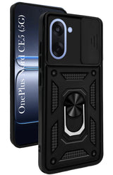 For Oneplus Nord CE 5 Back Cover Case (Sliding Shutter Camera Protection | Polycarbonate |Ring Holder Kickstand)