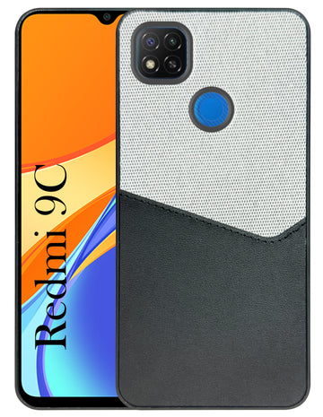 For Redmi 9C Back Cover Case (Dual PU Leather Stitch | Professional Minimalist | Soft and Flexible)