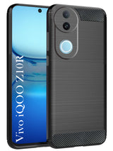 For Vivo iQOO Z10R Back Cover Case ( Hybrid Armor Case | Carbon Fiber Shockproof | Soft and Flexible | Black )