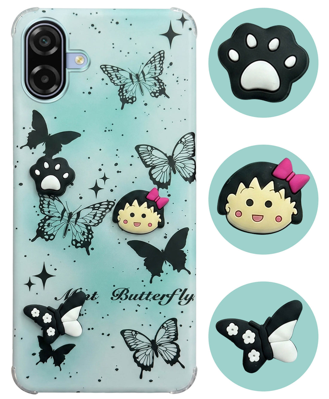 For Samsung Galaxy M17e Back Cover Case (3D Cute Cartoons | Hard Back Side Soft | Matte Premium Finish | HD Printing)