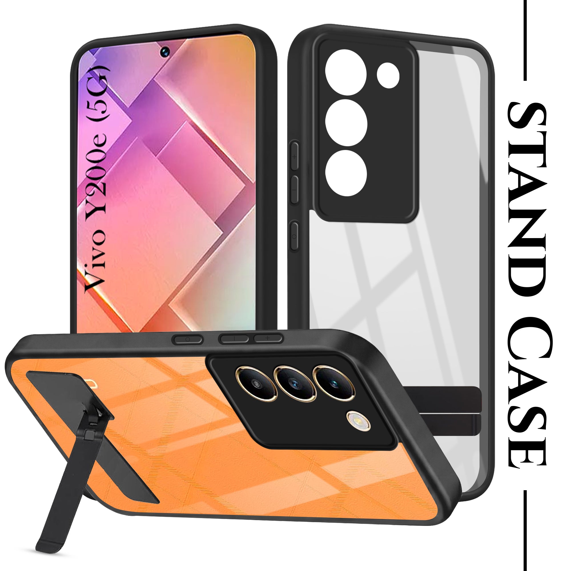 For Vivo Y200e Back Cover Case (Built-in Stand | Lifetime Anti Yellow | Kickstand Shockproof | Camera Protection | MagSafe Compatible)