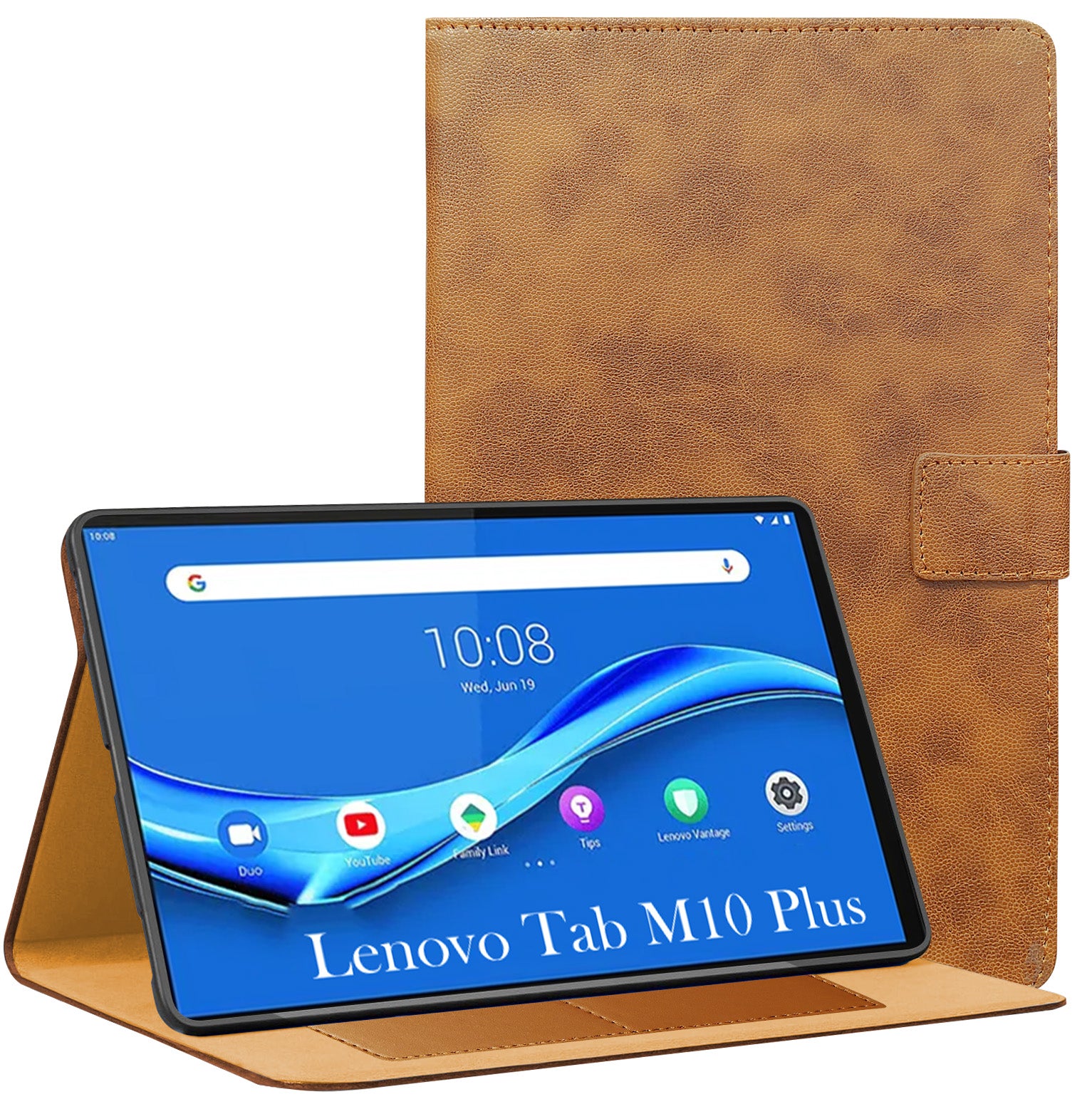 For Lenovo Tab M10 Plus 10.3 Inch TB-X606/X606F/X606X/X606V Flip Cover Folio Cover (PU Leather | Multi-Angle Smart Stand | Card Storage Slots | Silicone Back Pouch)