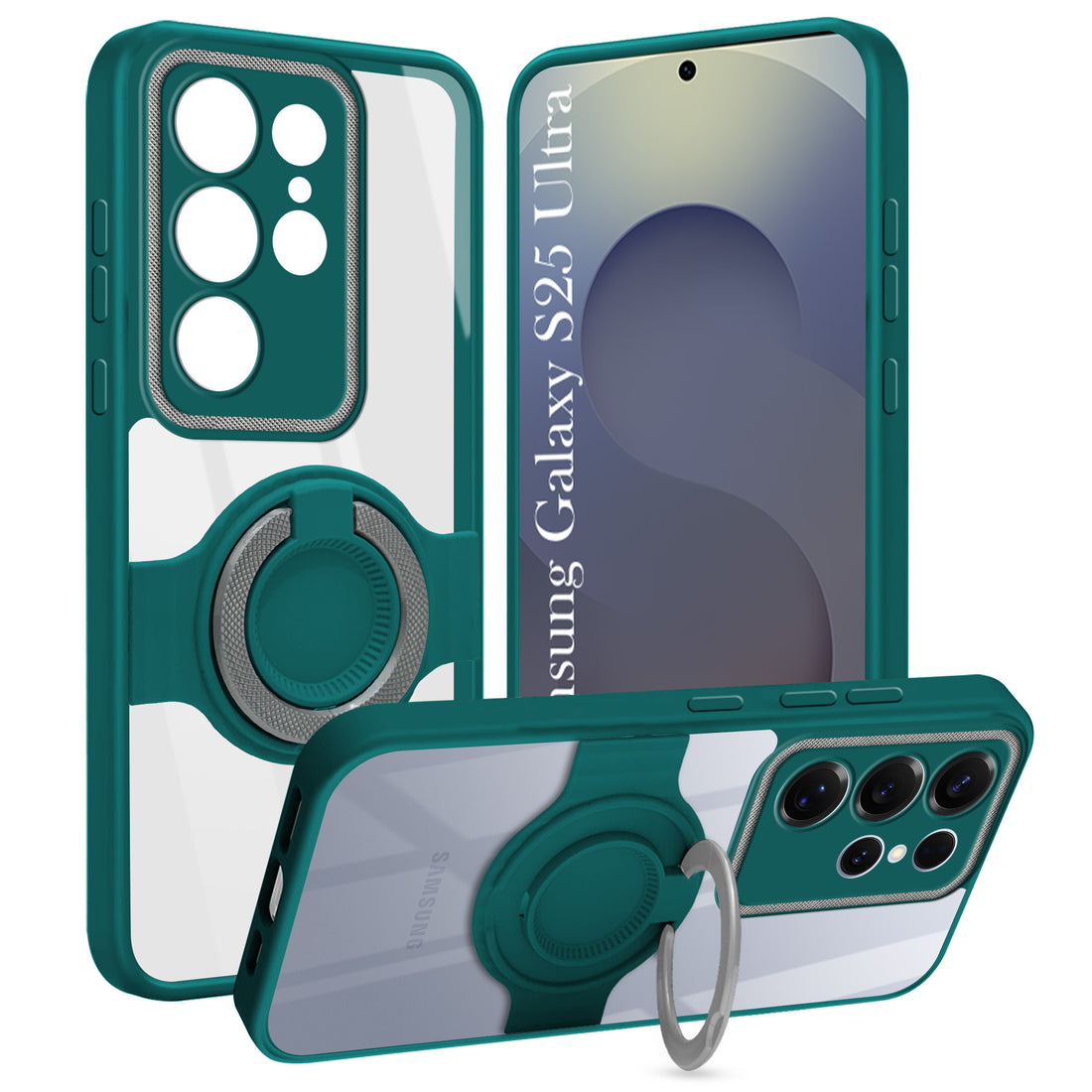 For Samsung Galaxy S25 Ultra Back Cover Case with stand (Built-in Ring Holder Kickstand | Lifetime Anti Yellow | Camera Protection)