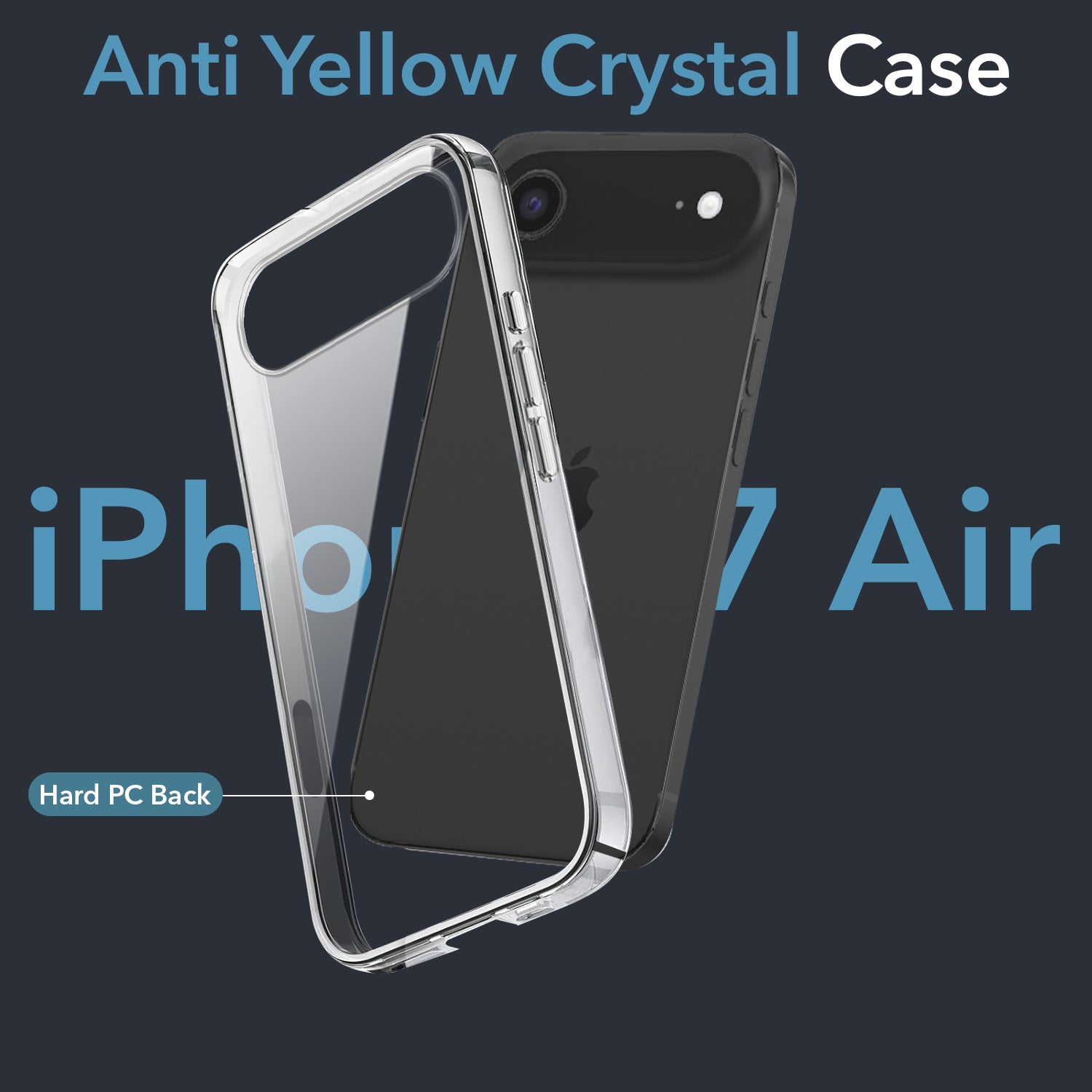 For Apple iPhone 17 Air Back Cover Case (Sleek Hard Crystal | Shockproof and Camera Protection)