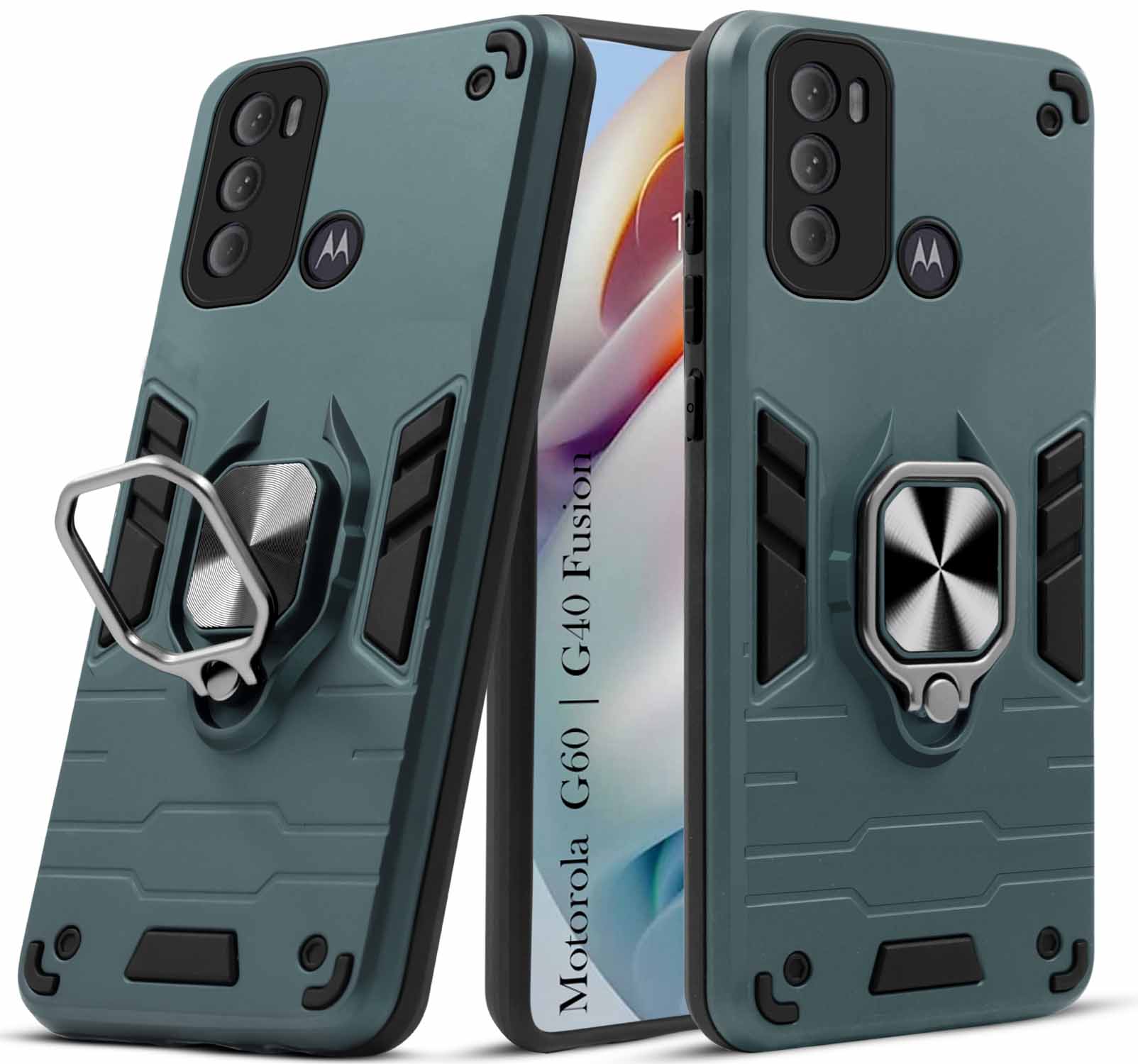 For Moto G40 Fusion | G60 Back Cover Case (Shockproof Polycarbonate Dual Layer Hybrid Armor | Robust Black)