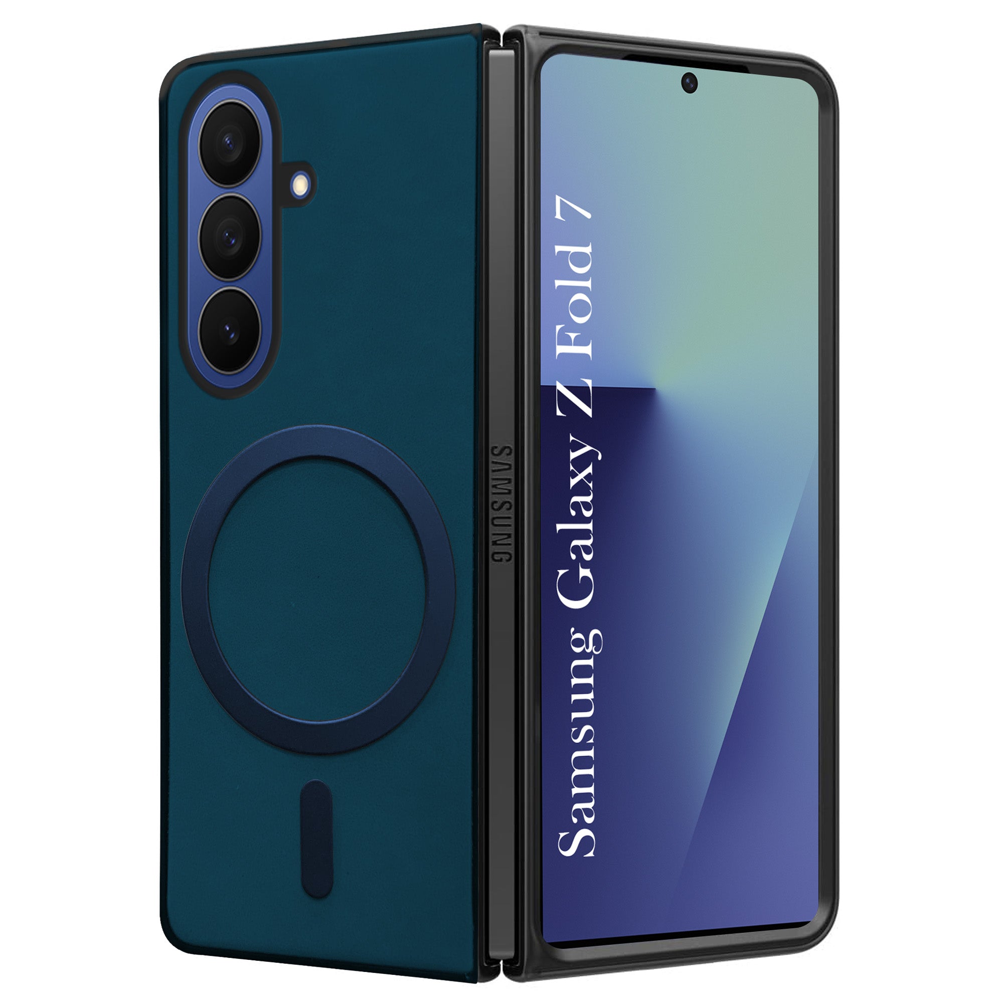For Samsung Galaxy Z Fold 7 Back Cover Case Leather Finish (MagSafe Wireless Charging Compatible | Inside Microfiber Cloth)