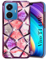 For Vivo T1 44W Back Cover Case (Dual Design Glitter Sparkle and Detachable Diamond Print Case | Soft and Flexible)