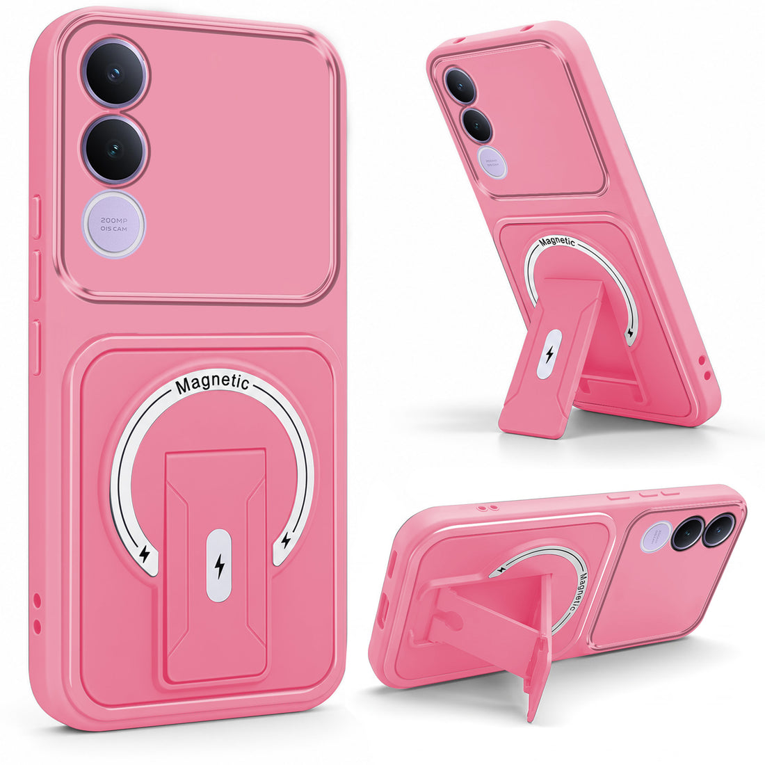 For Vivo V70 FE 5G Back Case Cover Metallic (Hybrid Armor Kickstand | MagSafe Compatible | Camera Protection Shockproof)