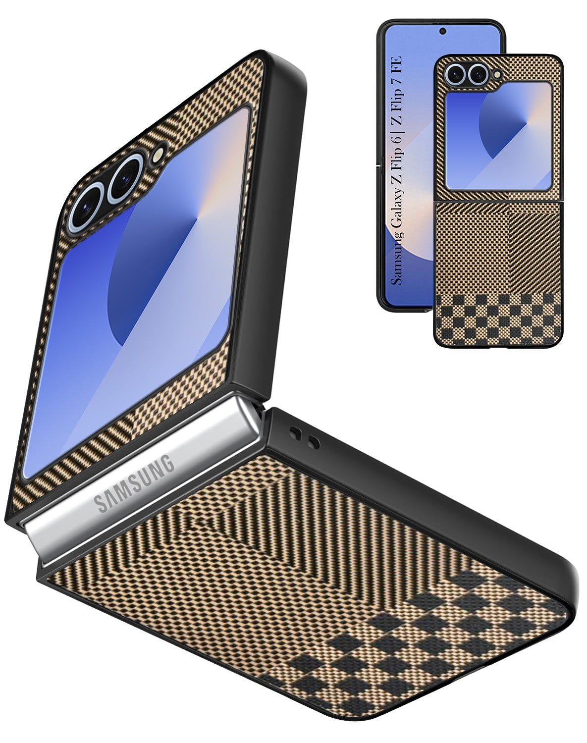For Samsung Galaxy Z Flip 6 5G | Samsung Galaxy Z Flip 7 FE Back Flip Case Cover (Craft Printed Design | Hybrid Texture | Inside Microfiber Cloth)