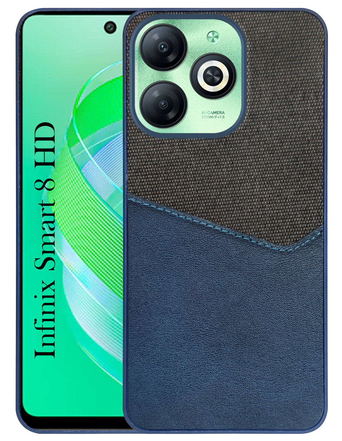 For Infinix Smart 8 HD Back Cover Case (Dual PU Leather Stitch | Professional Minimalist | Soft and Flexible)