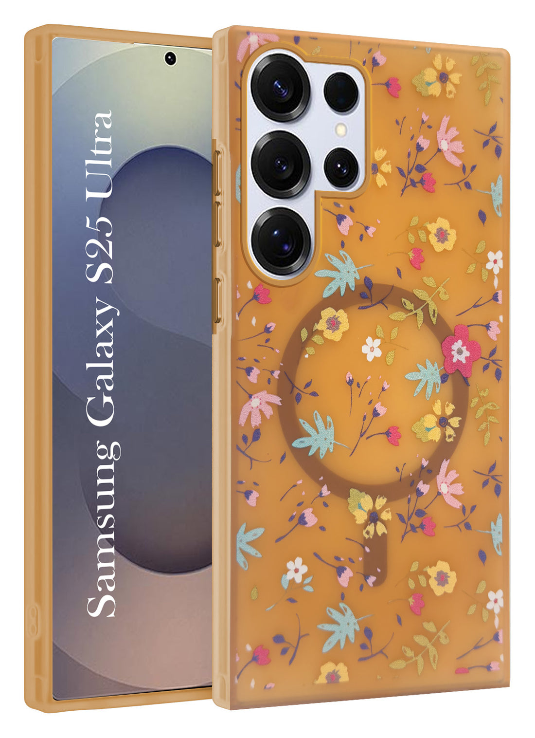 For Samsung Galaxy S25 Ultra Back Cover Case (Cute Floral Design | Flower Print for Girls | MagSafe Compatible Wireless Charging) as