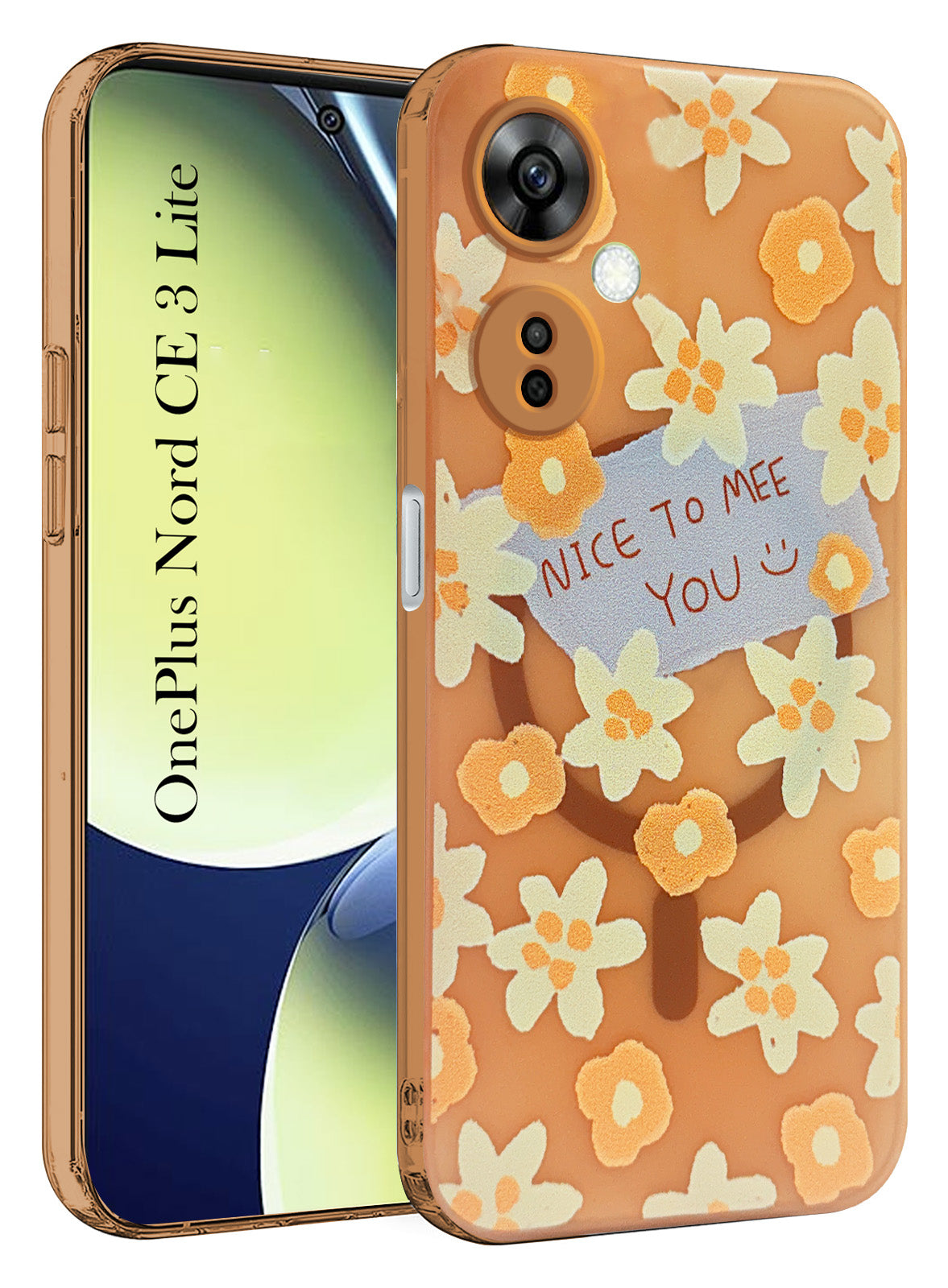 For OnePlus Nord CE 3 Lite Back Cover Case (Cute Floral Design | Flower Print for Girls | MagSafe Compatible Wireless Charging)