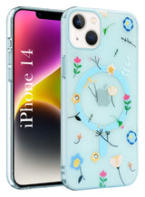 For Apple iPhone 14 Back Cover Case (Cute Floral Design | Flower Print for Girls | MagSafe Compatible Wireless Charging)