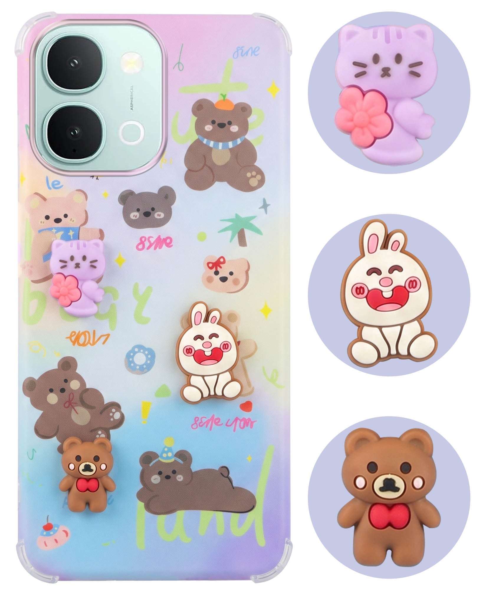 For Vivo iQOO Z11x 5G Back Cover Case (3D Cute Cartoons | Hard Back Side Soft | Matte Premium Finish | HD Printing)