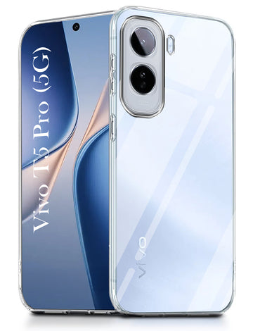 For Vivo T5 Pro 5G Back Cover Case Silicone (Clear Shockproof Case with Camera Protection | Soft and Flexible | Transparent)