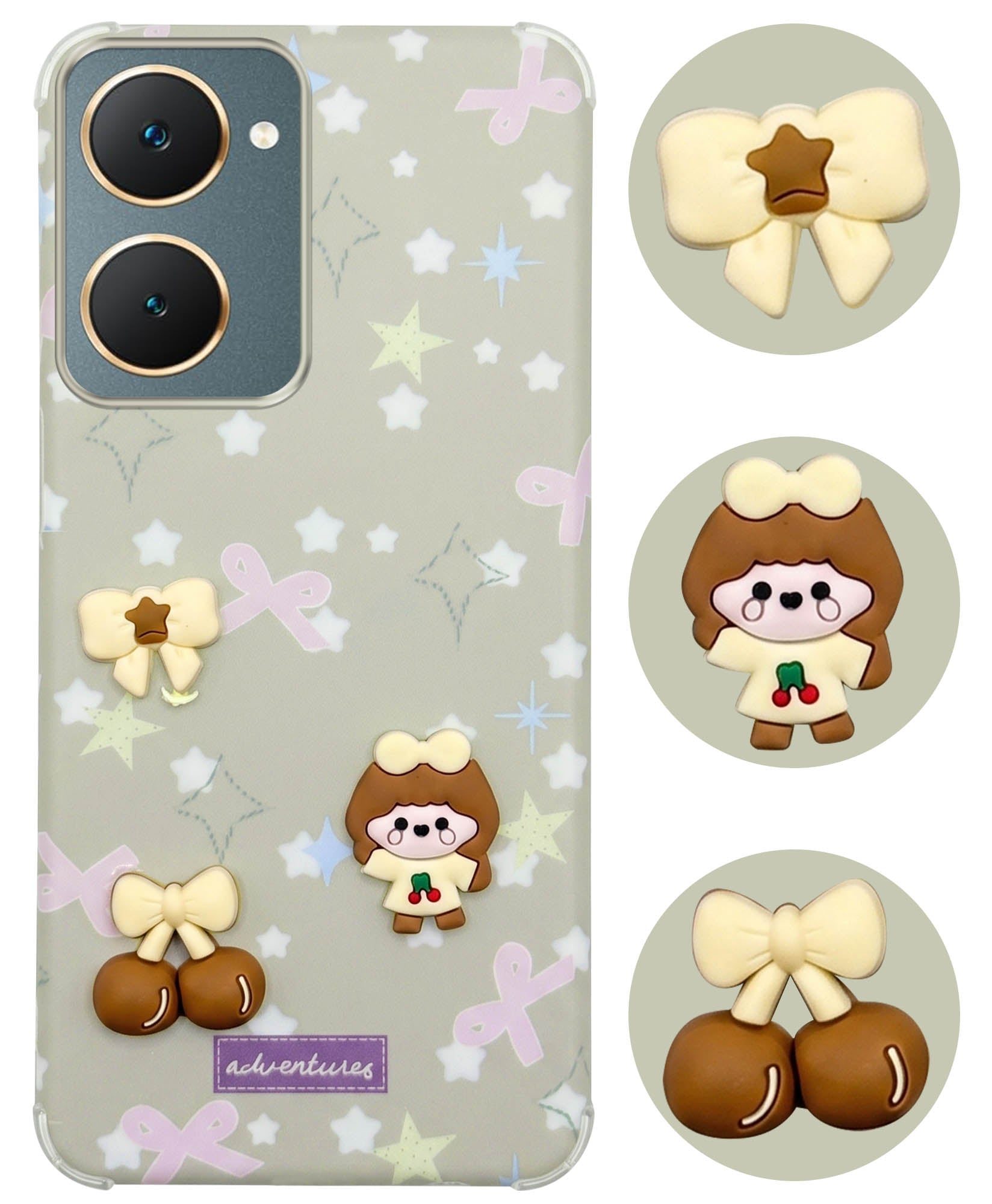 For Vivo Y18 | Y18e | Y03 | Y18i | Y18t Back Cover Case (3D Cute Cartoons | Hard Back Side Soft | Matte Premium Finish | HD Printing)