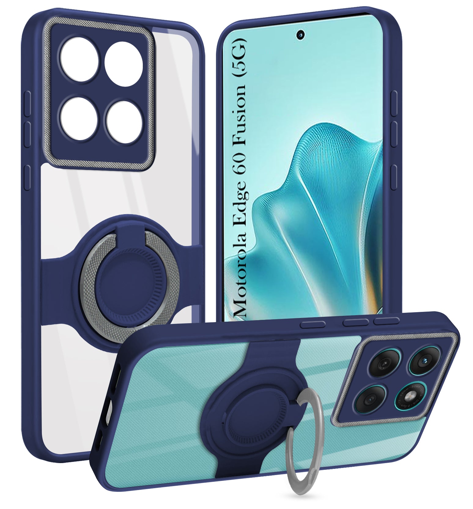 For Motorola Moto Edge 60 Fusion Back Cover Case with stand (Built-in Ring Holder Kickstand | Lifetime Anti Yellow | Camera Protection)