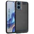 For Motorola Moto G96 Back Cover Case ( Hybrid Armor Case | Carbon Fiber Shockproof | Soft and Flexible | Black )