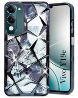 For Vivo Y19 | Vivo Y19e | Vivo T4 Lite Back Cover Case Girls (Dual Design Glitter Sparkle and Detachable Diamond Print Case | Soft and Flexible)