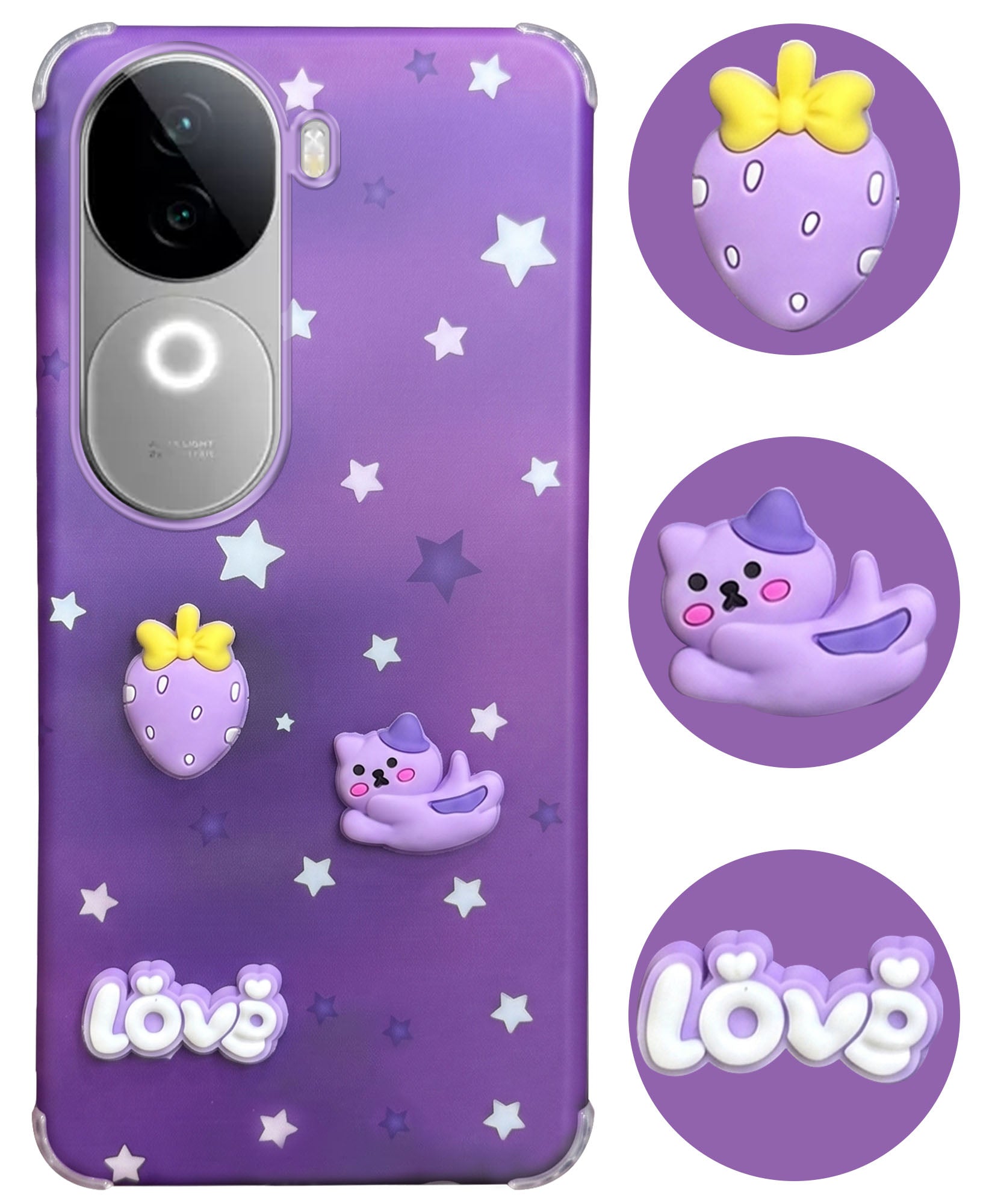 For Vivo iQOO Z9s Back Cover Case (3D Cute Cartoons | Hard Back Side Soft | Matte Premium Finish | HD Printing)