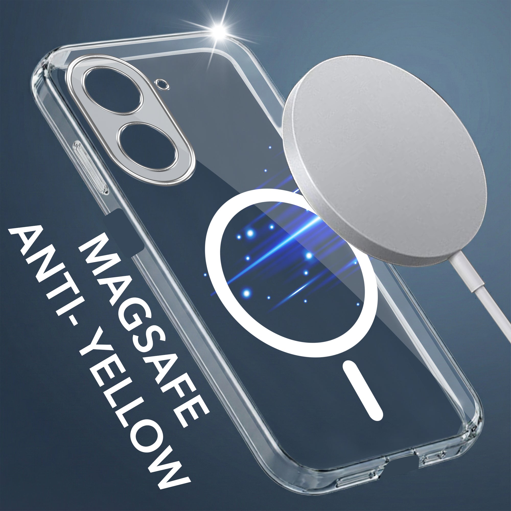 For Poco C71 Back Cover Case Lifetime Anti-Yellow MagSafe Compatible Clear (Sleek Hard Crystal | Shockproof and Camera Protection)