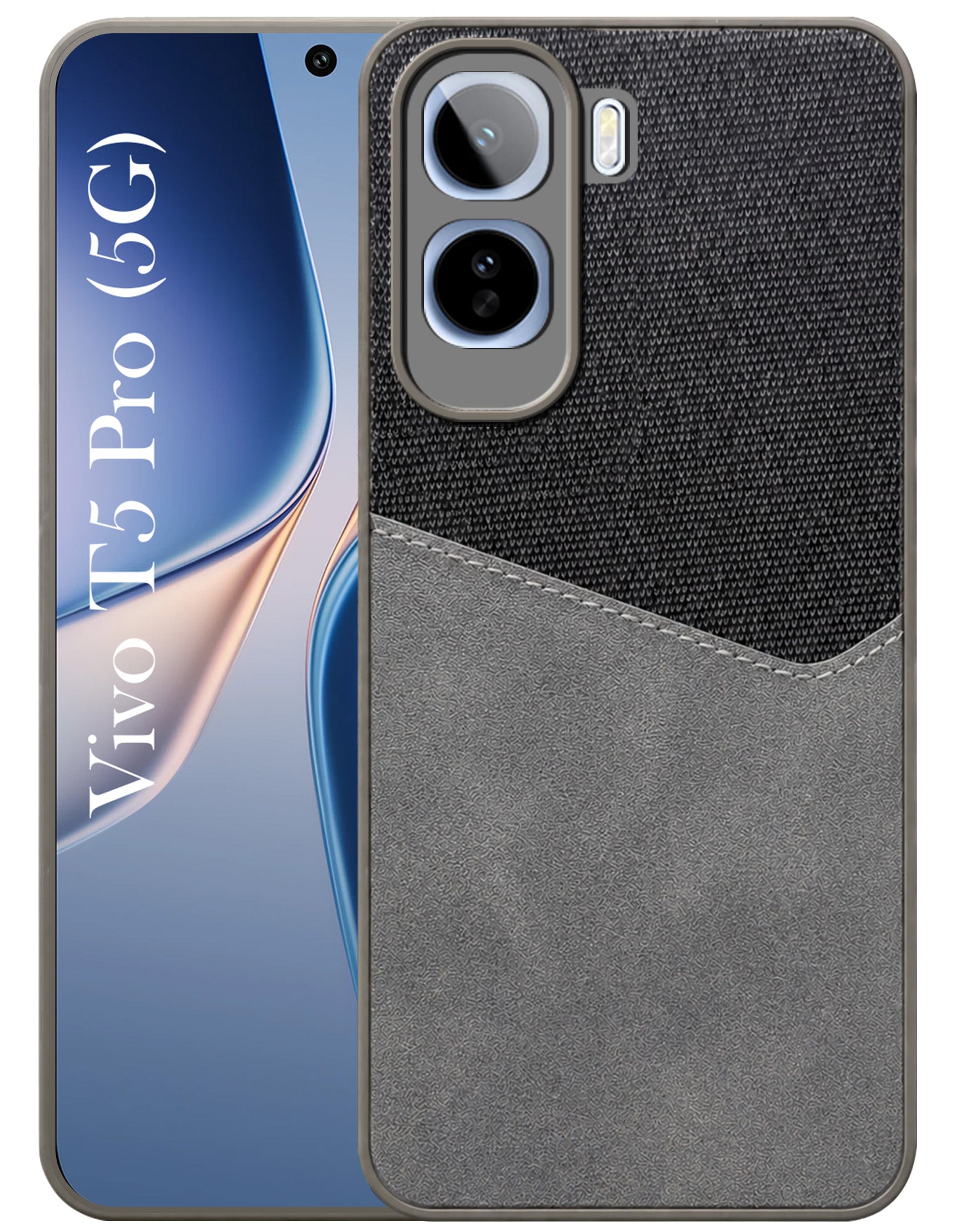 For Vivo T5 Pro 5G Back Cover Case (Dual PU Leather Stitch | Professional Minimalist | Soft and Flexible)