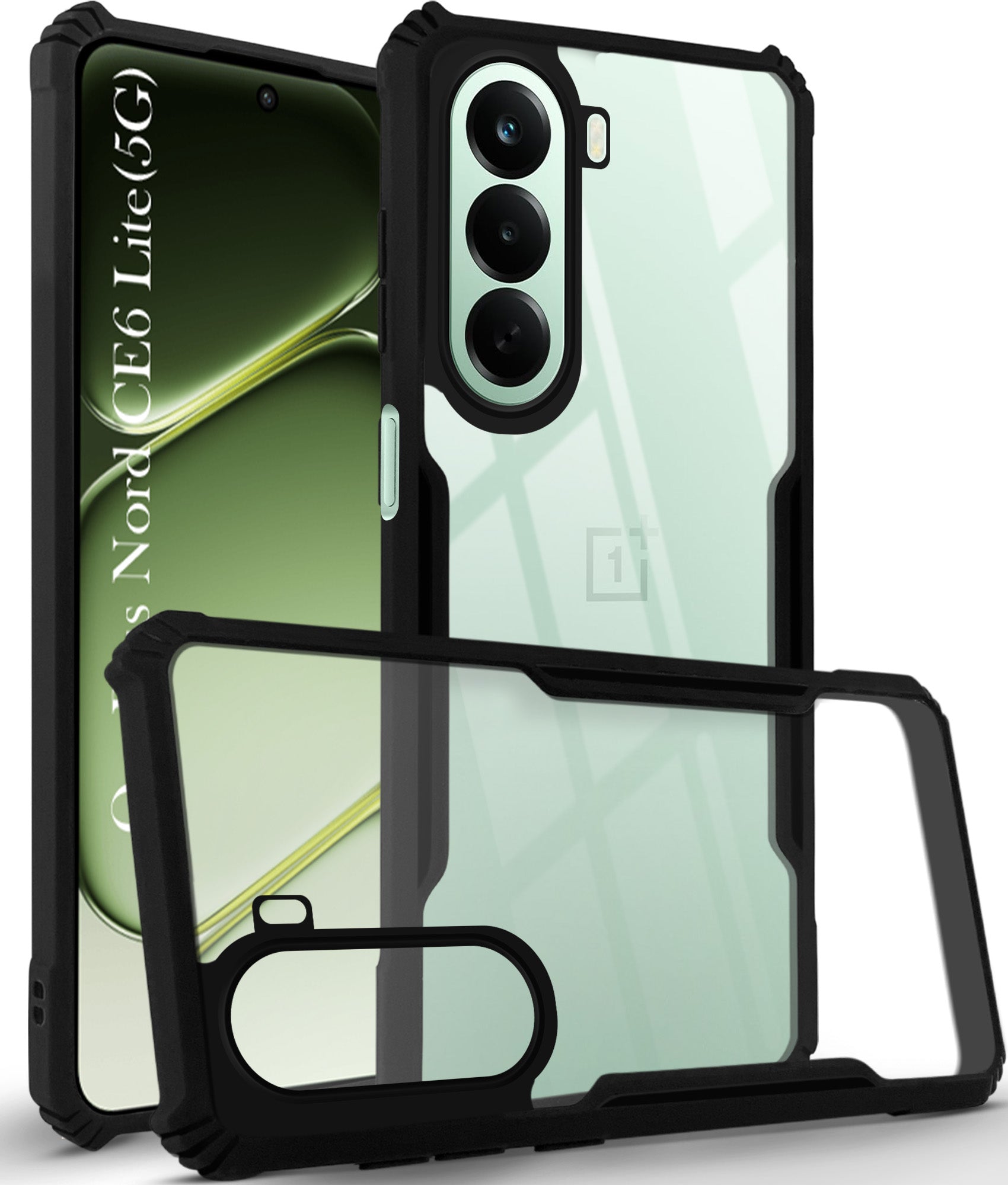 For OnePlus Nord CE 6 Lite Back Cover Case Hybrid (Shockproof with Polycarbonate Clear Panel | Professional Black)